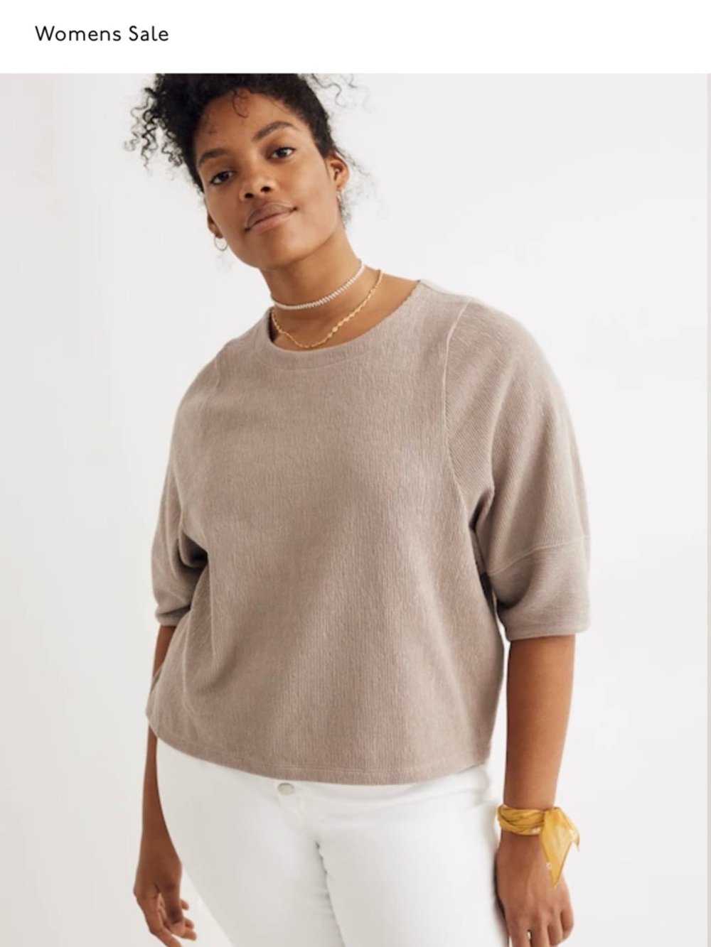 Madewell Taupe Short Sleeve Button Back Top